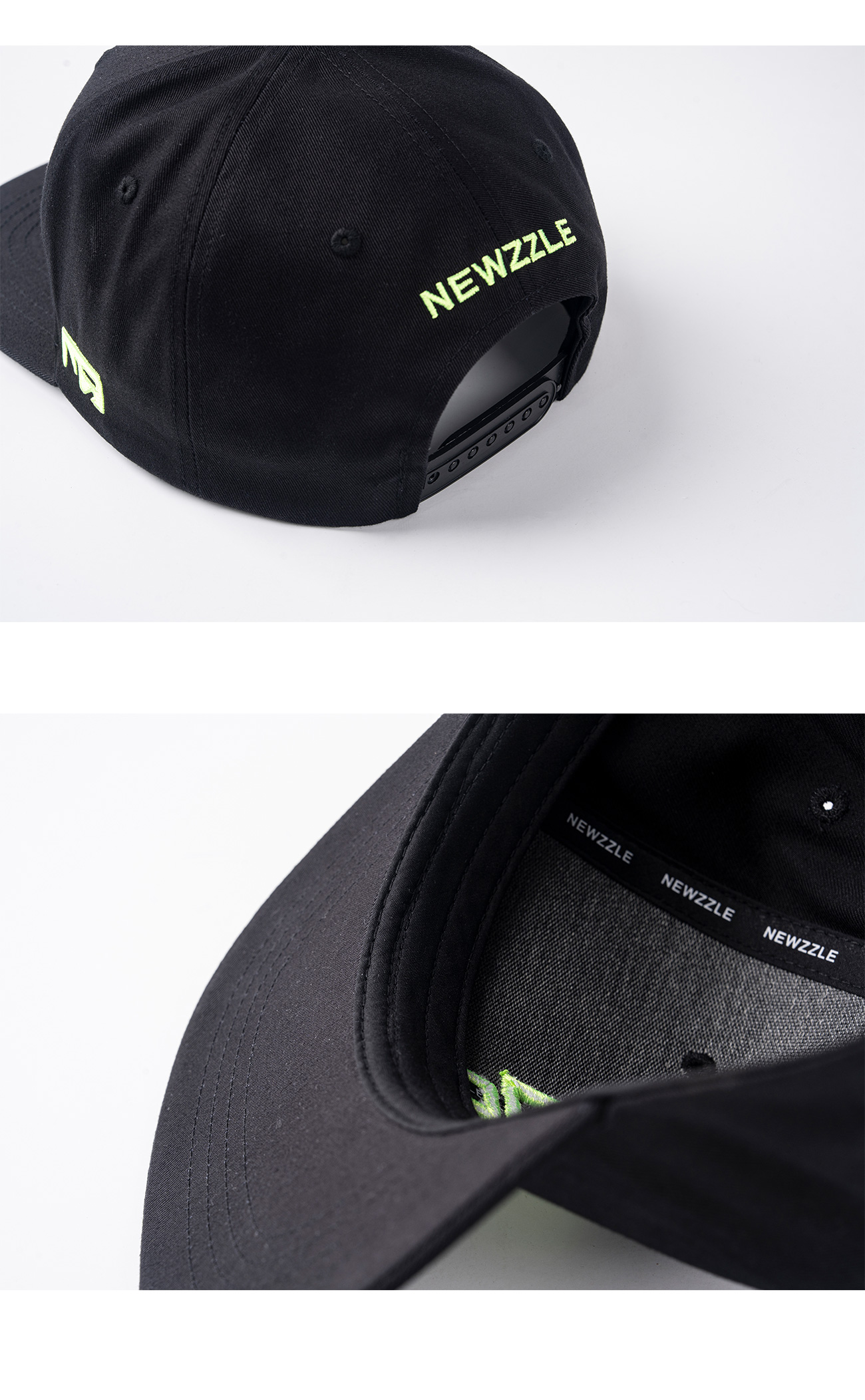 심볼 빅 로고 시그니처 스냅백 블랙 그린자수 detail 2