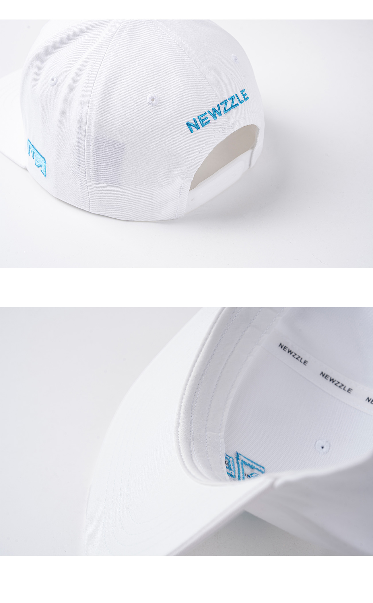 심볼 빅 로고 시그니처 스냅백 화이트 블루자수 detail 2