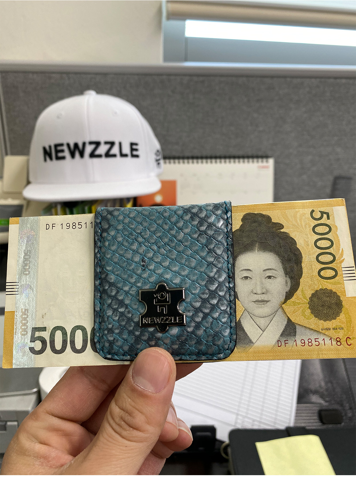 크로커 가죽 골프 머니클립 네이비 detail 3