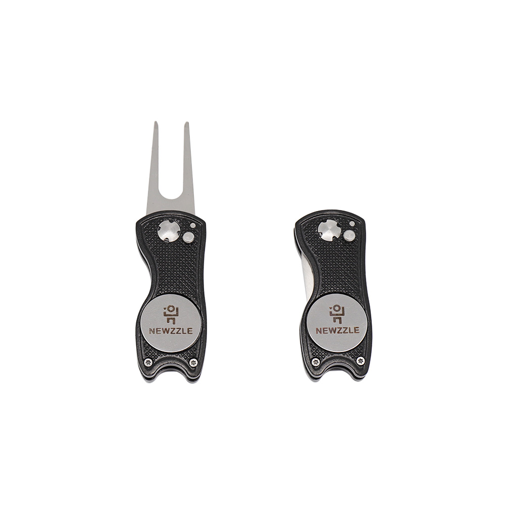 Folding Divot Repair Tool Ball Marker Black