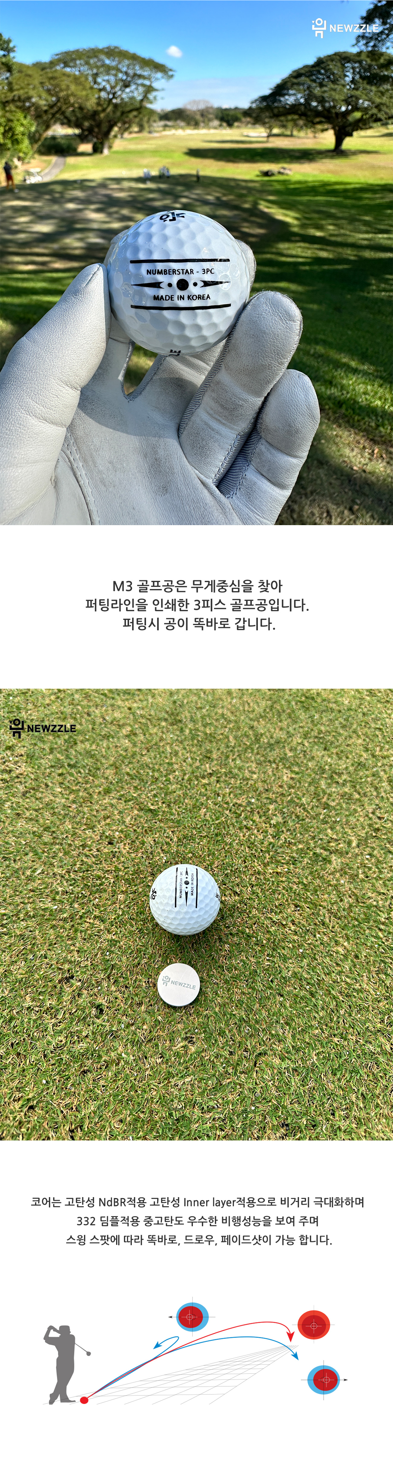 넘버스타 M3 소프트 발란스 3피스 골프공 50구 벌크 detail 3